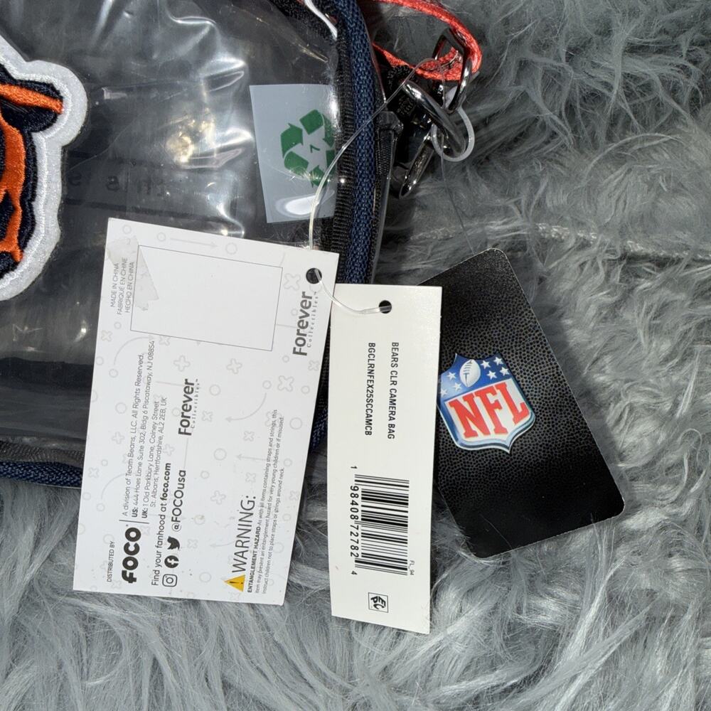 NFL Chicago Bears Embroidered Clear Stadium Crossbody Bag FOCO - DA Bears - Picture 2 of 3